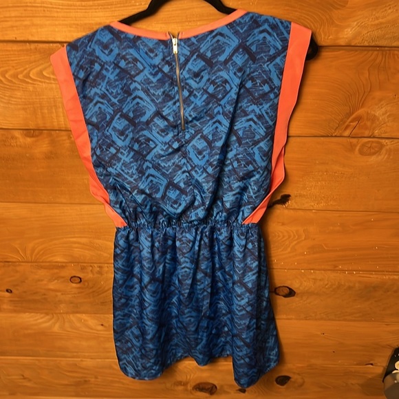 Charming Charlie Dress Womens Blue Fit‎ Flare Geometrical Pattern Crewneck M Y2K - Picture 7 of 9
